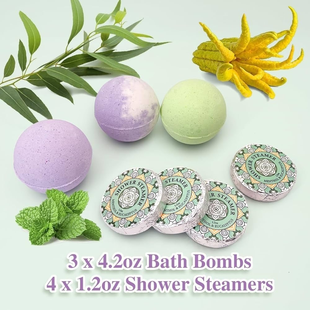 CleanBliss|Luxury Spa Gift Set Shower Steamers, Bath Bombs, Candles & Body Scrub - Picture 3 of 12